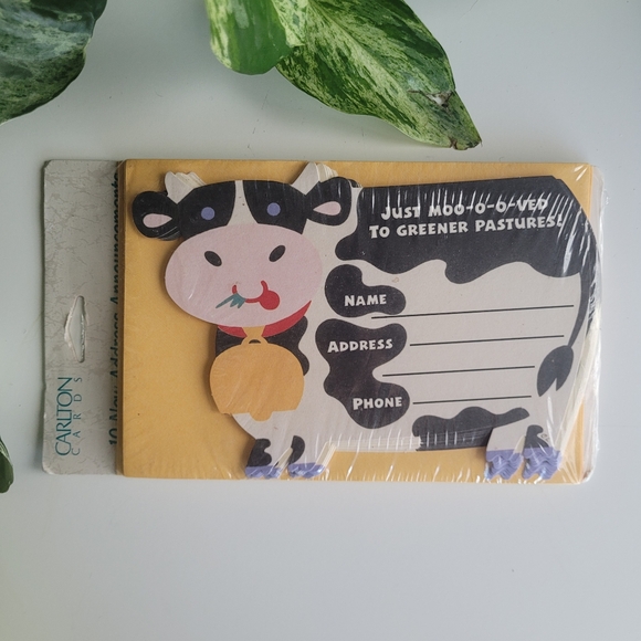 Vintage Just Moo-o-o-ved Change of Address Greeting Cards by Carlton Cards - Picture 2 of 4
